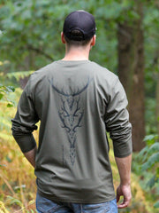 Antlers of the UK Long Sleeve T-shirt - Khaki Dark Print