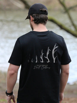 Flint Clothing - Deerstalking Deer Hunting T-Shirt Shooting Shotgun Hunt Hunting Hunter Stalk Stalking Natives Red Roe Antlers of the UK Ethical Hunter The Rack